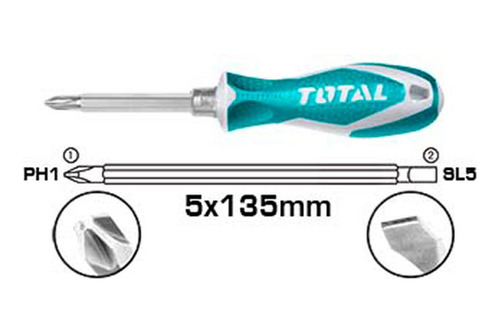 Destornillador Doble Punta 2 En 1 Total (tht250226)