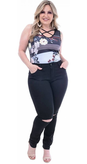 calça jeans rasgada plus size