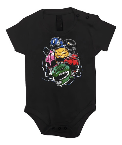 Pañalero Dtf Serie Power Rangers Super Héroes Mod. 01 Negro 3-6 Meses