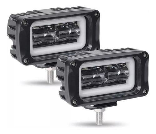 Par De Faros Led Con Barra Faro 6d 60w Lupa Angel