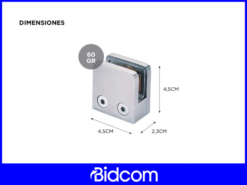 Clip Pinza Para Vidrio Gadnic Acero Inoxidable Base Plana
