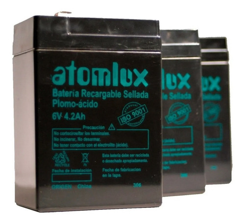Baterìa 6v Recargable Sellada Atomlux P/luz Emergencia Y Ups
