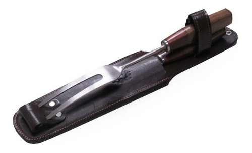 Imagen 2 de 10 de Juego Trinchar Asador Feroz Madera Artesanal Hoja Inox 20 Cm