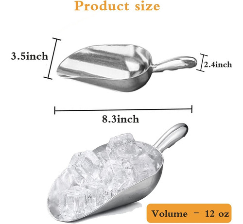 , Duo Cucharas Pala De Hielo 12 Oz Dulces Aluminio Duradera