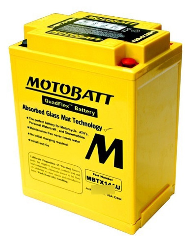 Bateria Motobatt Quadflex 12v 16.5 Ah Mbtx14au 12n14-3 Ytx14