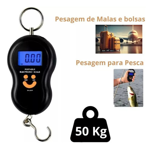Balança Digital Com Gancho Mala Pesca Carne De Mão 50kg
