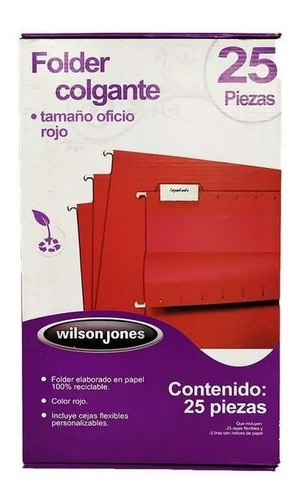 Folder Colgante Acco Wilson Jones P3633 Rojo Tamaño Oficio