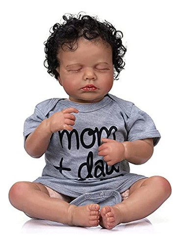 Icradle Black Reborn Baby Dolls Niños Niñas Cuerpo Suave 20 