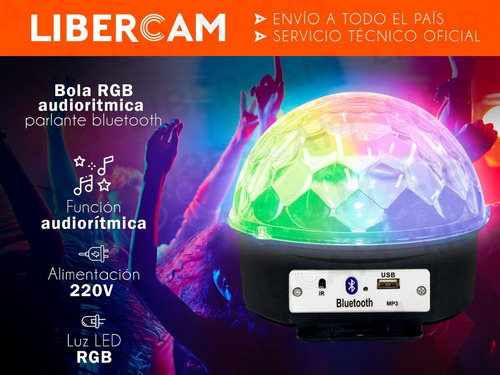 Bola Led Rgb Audioritmica Usb Luz Parlante Pendrive Cabezal