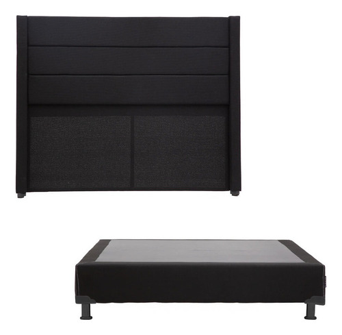 Cabecera King Size Dicasa Lugo Negro + Box Dicasa Black