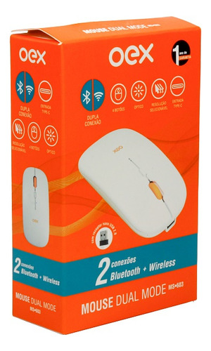 Mouse Sem Fio Dual Mode Branco Ms603 Oex