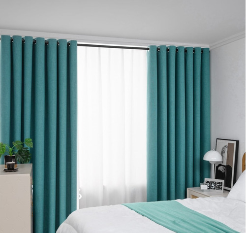 Cortina Blackout Unicolor 2 Paño 140x230 Cm Turquesa