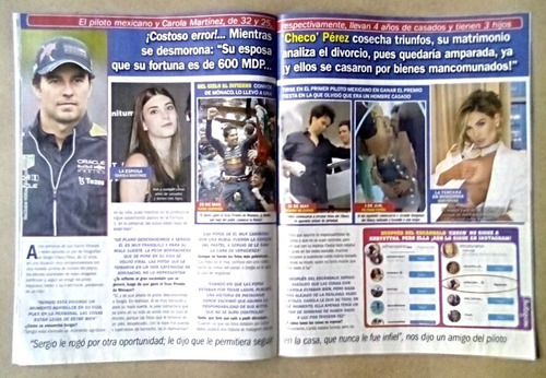 Sara Corrales, Raúl Araiza, Checo Pérez. Tv Notas. 2022. (Usado)