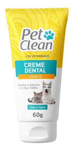 Creme Dental Pet Clean 5 Sabores Para C¿es E Gatos 60 G Sabor Neutro