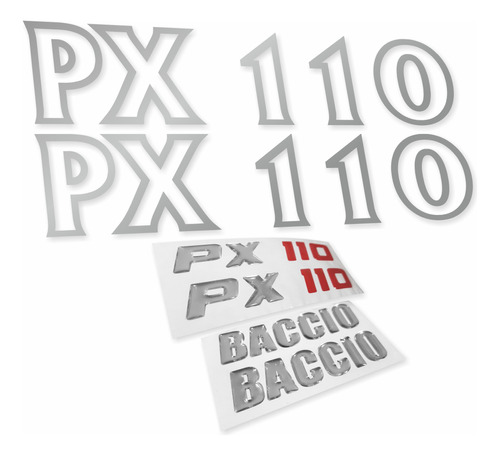 Calcos Baccio Px 110f + Insignias Con Resina | Kit Completo