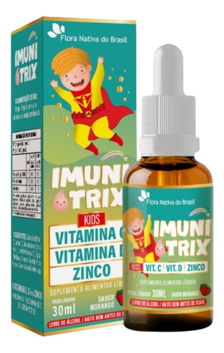 Imunitrix (vitamina C, Vitamina D, Zinco) 30ml Sabor Morango