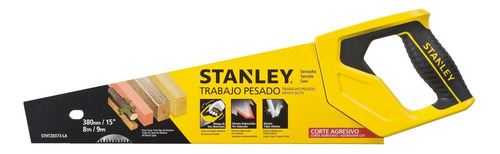 Sierra para metales Stanley Heavy Duty de triple corte afilada de 15 pulgadas a 380 mm