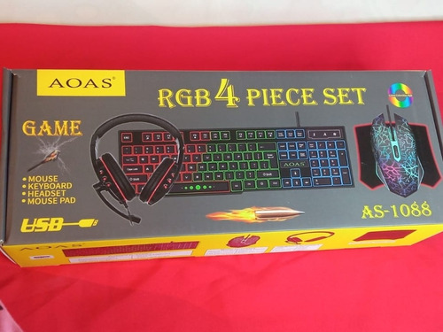 Kit Gamer 4 En 1 (teclado, Mouse, Audios,pad) Aoas 1088