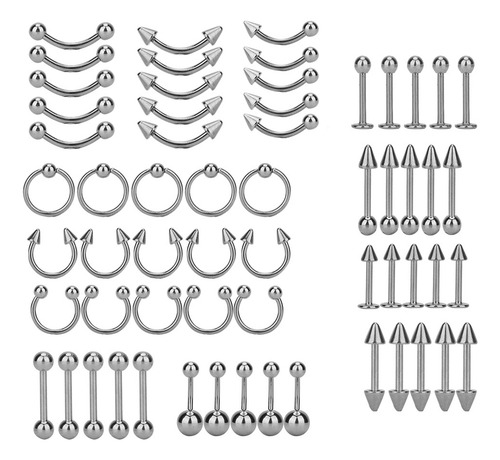 60 Unids/set De Anillo De Nariz De Acero Inoxidable