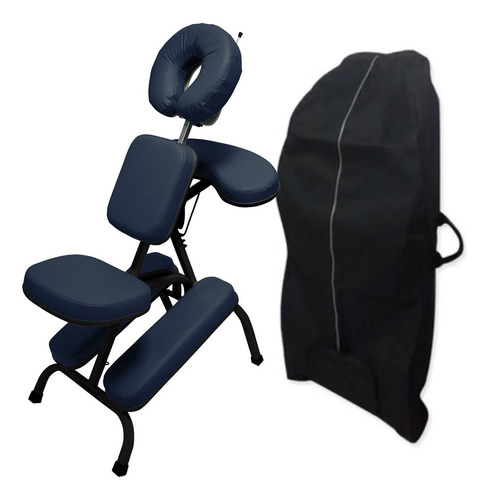 Kit Cadeira Quick Massage Legno Dobrável Shiatsu Black Bolsa Cor Azul-escuro
