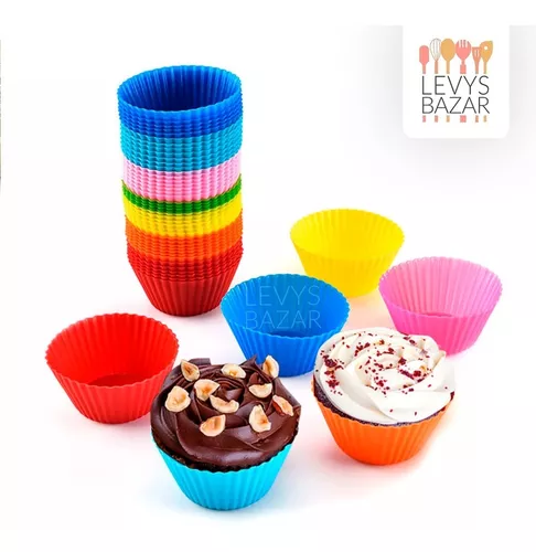Moldes para magdalenas y cupcakes de silicona - 12 unidades de colores