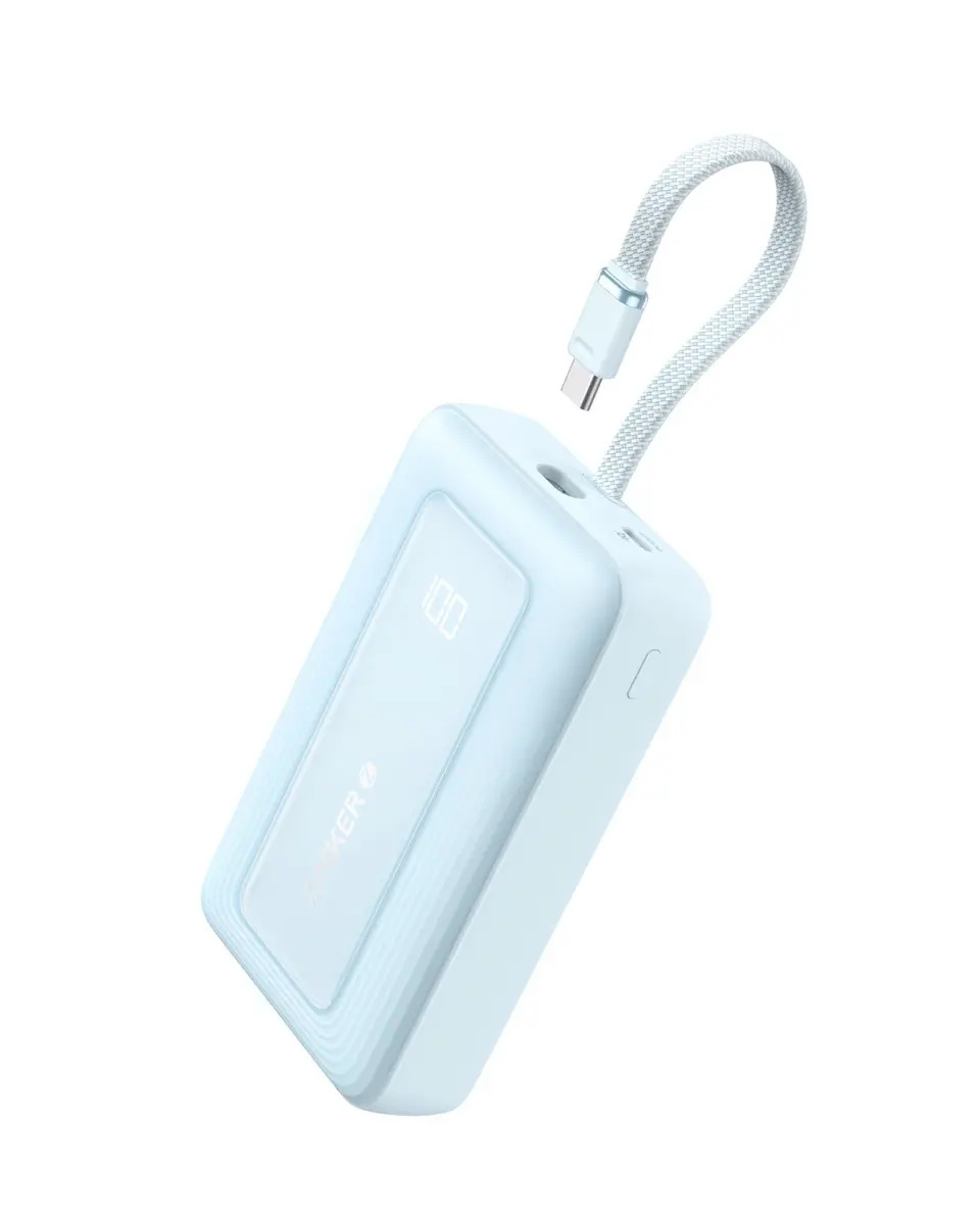 Power Bank Anker Zolo 20000mAh 30W, con Cable Tipo‑C Integrado, Carga Rápida, Compacto y Portátil, Compatible con iPhone, Samsung Galaxy, Xiaomi, Motorola y Android, Ideal para Via