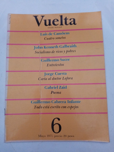 Revista Vuelta Núm 6 Mayo 1977 Octavio Paz Luis De Camoens