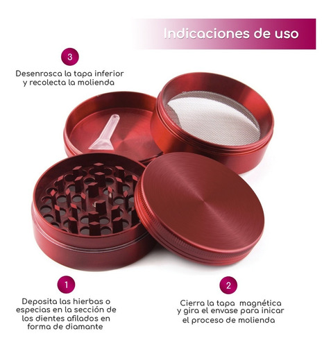 Imagen 4 de 9 de Grinder Metálico Moledor De Hierba 7 Colores 55mm Diámetro