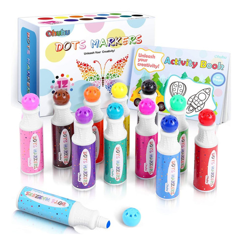 Marcadores Ohuhu Bingo Lavables 40ml Para Puntos, 12 Colores