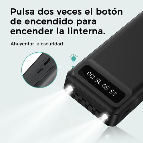 Power Bank Batería Portátil Cargador Mtk Td2143 20000mah Con Built In 4 Cables Micro Usb V8 Ip Tipo C Con Pantalla Digital Accesorios Para iPhone, Samsung, Xiaomi,huawei,etc Negro Color
