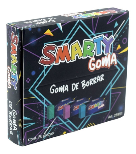 Goma De Borrar Smarty Colores Neon Cont. 20 Piezas