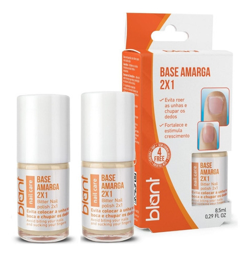 Kit 2 Base Amarga Inibidora Blant Parar De Roer Unhas Rápido