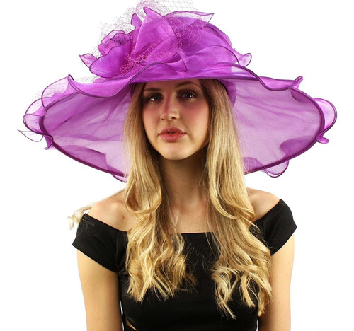 Dramatic - Sombrero De Organza Con Visera Ancha De 7.0 In