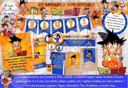 Kit Imprimible Candy Bar Dragon Ball Z 100% Editable