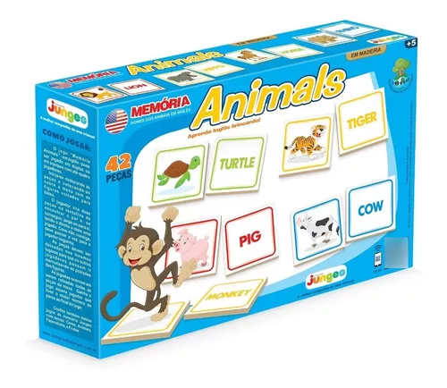 Jogo Memoria 32 Cartas Safari Animais Potuguês E Inglês em Promoção na  Americanas