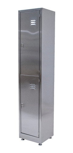 Locker De Acero Inox. De 2 Puertas Con Chapa Y 4 Entrepaños