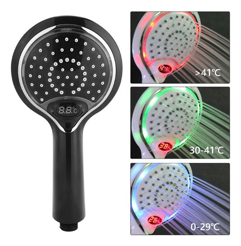 Chuveiro Portátil Led De 3 Cores Com Temperatura Digital