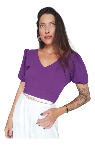 Blusa De Crep Espalda Descubierta - Abril - Dama