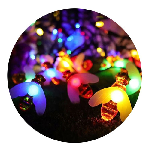 Imagen 1 de 3 de Luces Solares Abejas 5m - Decoración Navideña - Guirnaldas