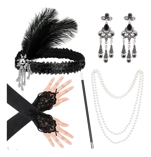 Set De Accesorios Para Disfraz De Flapper Para Mujer, Diadem