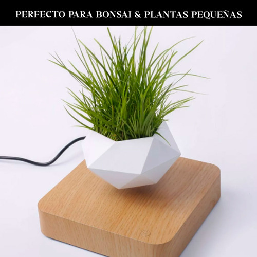 Maceta Flotante Levitación Giratoria Magnética Decoracion Blanco Liso
