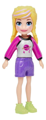 Polly Pocket Boneca Basica Bermudinha Roxa - Mattel