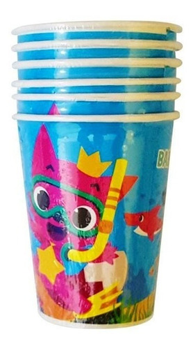 Vasos Baby Shark Tiburon Pinkfong Fiesta Cumpleaños 6pz Gm