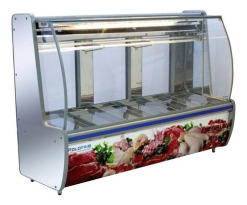 Balcão Refrigerado De Açougue 2 Metros Polo Frio 2m Carnes Estilo De Vidro Curvo 127v