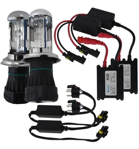 Kit Bi Xenon H4/3 Farol Alto E Baixo Foco Simples 6000k