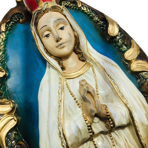 Imagem Busto Nossa Senhora De Fátima Parede Gesso 39 Cm