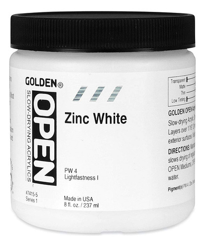 Golden Oen Acrilico Color Zinc Blanco 8 Onza Tarro