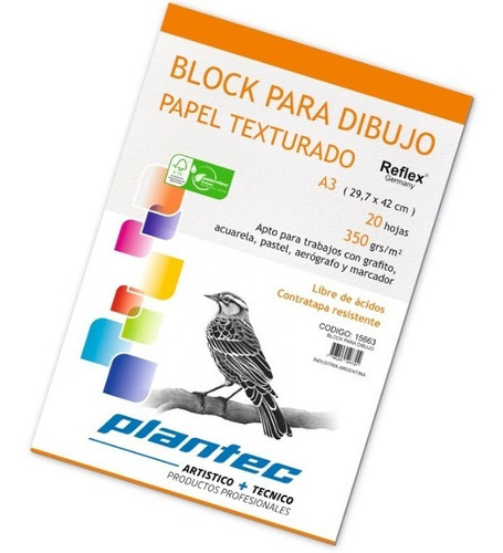Block Para Dibujo Plantec A3 X 20 H 350 Gr Acuarela 15663