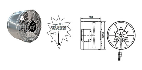 Exaustor 30cm Alta Temperatura Até 100ºc Qualitas + Nf-e