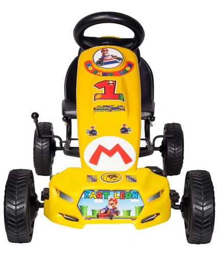 Vehículo a pedal go kart desmontable Go Kart León Mario Bros color amarillo